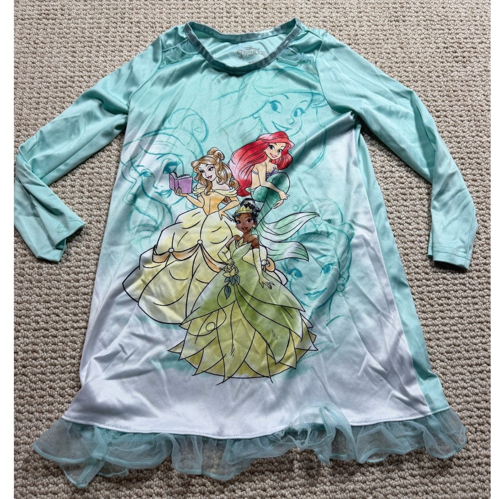Disney Princess‎ Kids Nightgown Girls Size 6 Kids Core Mesh Hem Long Sleeve